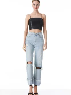 Women Alice and Olivia Pearle Vegan Leather Spaghetti Strap Bustier