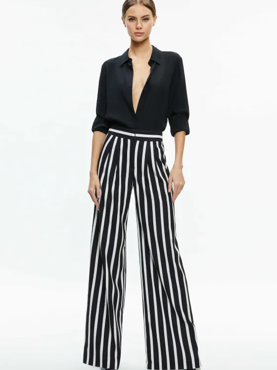 Women Alice and Olivia Pompey High Waisted Pleated Pants