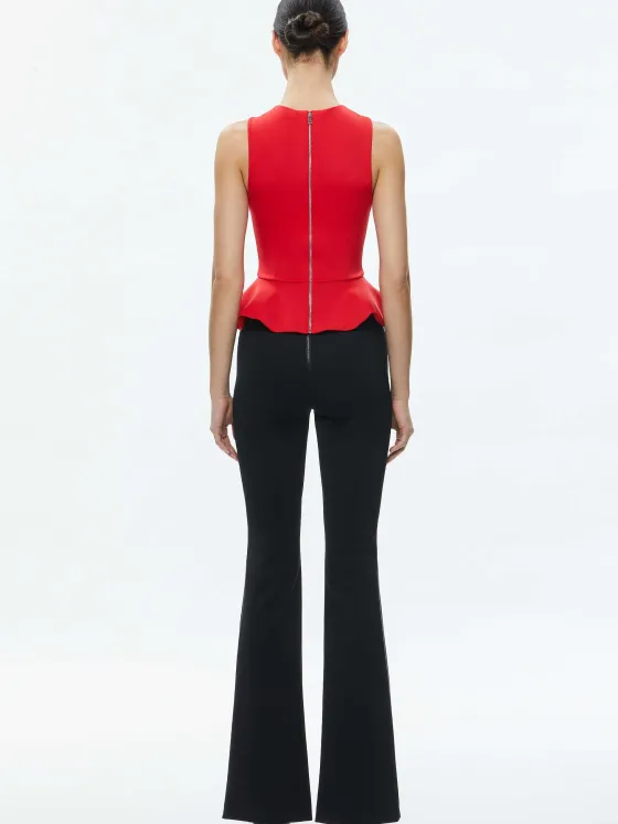 Women Alice and Olivia Poppy Crew Neck Peplum Top