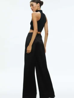 Women Alice and Olivia Raya Mock Neck Racerback Cropped Pullover