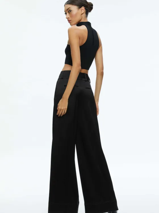 Women Alice and Olivia Raya Mock Neck Racerback Cropped Pullover