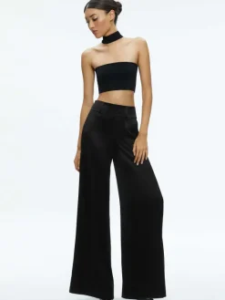 Women Alice and Olivia Raya Mock Neck Racerback Cropped Pullover