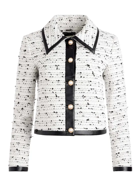Women Alice and Olivia Renae Cropped Vegan Leather Jacket