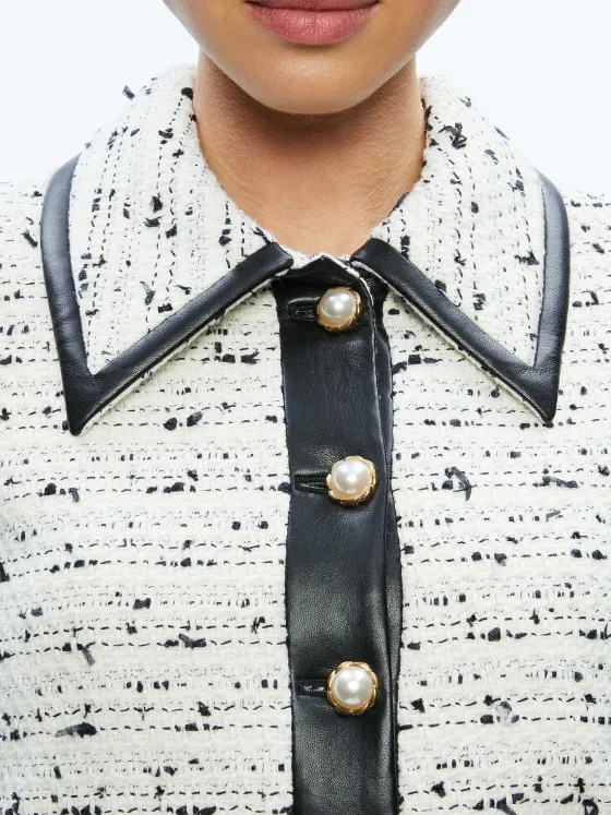 Women Alice and Olivia Renae Cropped Vegan Leather Jacket