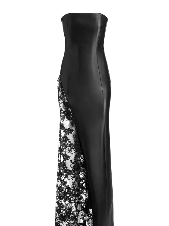 Women Alice and Olivia Retha Vegan Leather Lace Maxi Dress