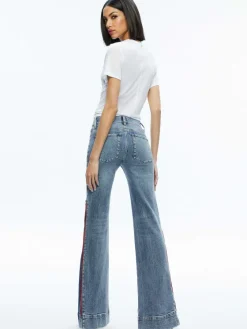 Women Alice and Olivia Rey Side Zipper Wide Leg Jean