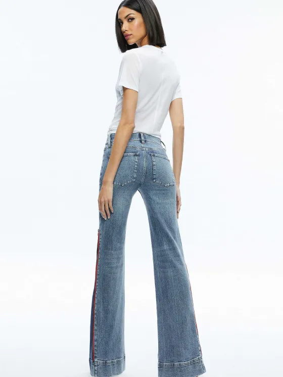 Women Alice and Olivia Rey Side Zipper Wide Leg Jean