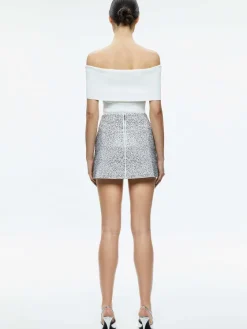 Women Alice and Olivia Riley Embellished Clean Waist A-Line Skirt