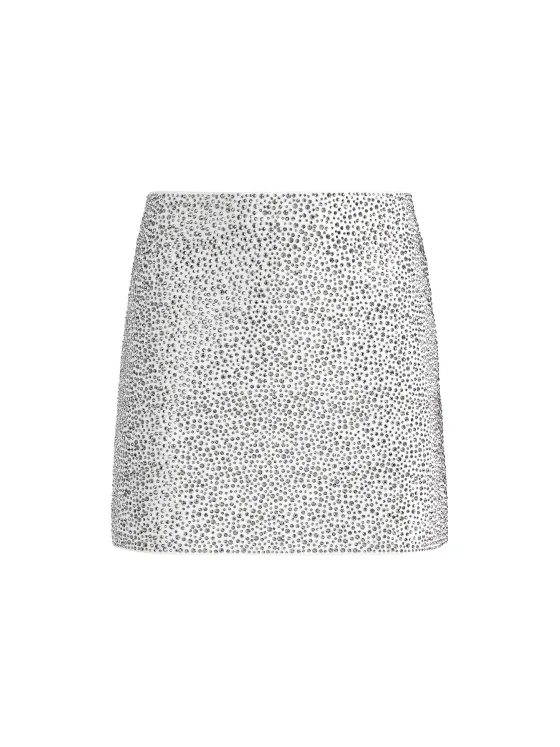 Women Alice and Olivia Riley Embellished Clean Waist A-Line Skirt