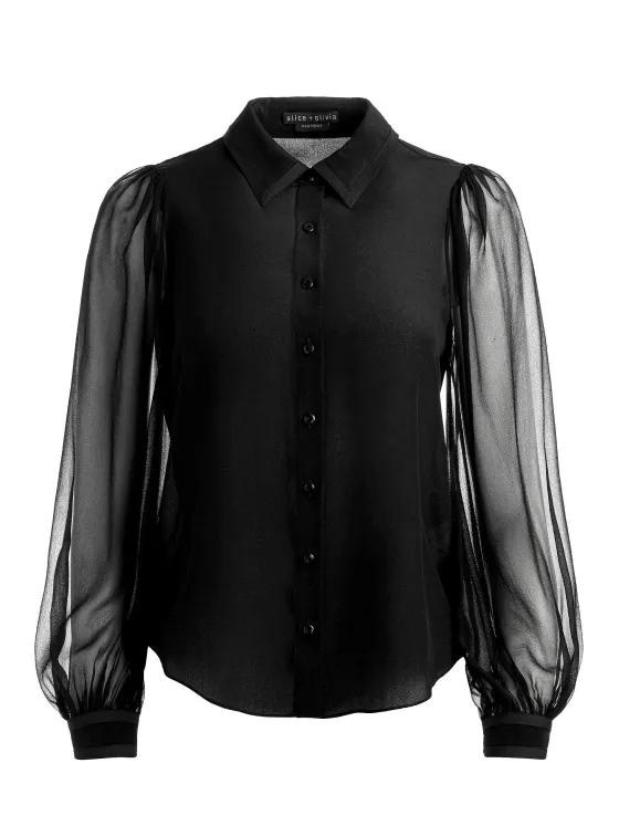 Women Alice and Olivia Roanne Blouson Sleeve Button Down