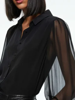 Women Alice and Olivia Roanne Blouson Sleeve Button Down