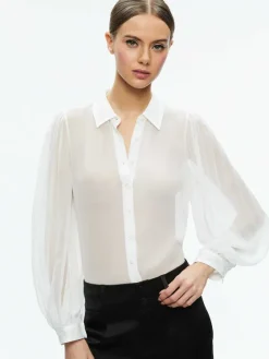 Women Alice and Olivia Roanne Sheer Blouse