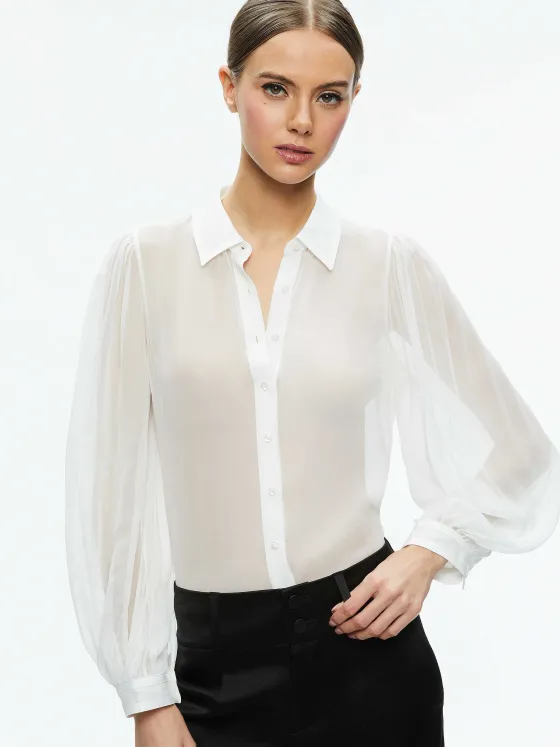 Women Alice and Olivia Roanne Sheer Blouse