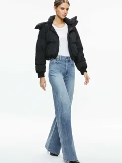 Women Alice and Olivia Robena Crystal Embellished Cropped Puffer