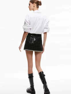 Women Alice and Olivia Rubi Sequin Tweed Mini Skirt