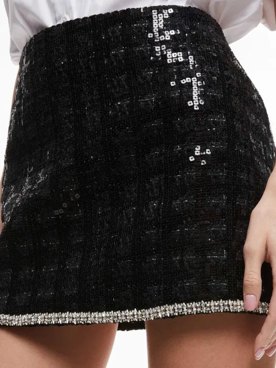 Women Alice and Olivia Rubi Sequin Tweed Mini Skirt