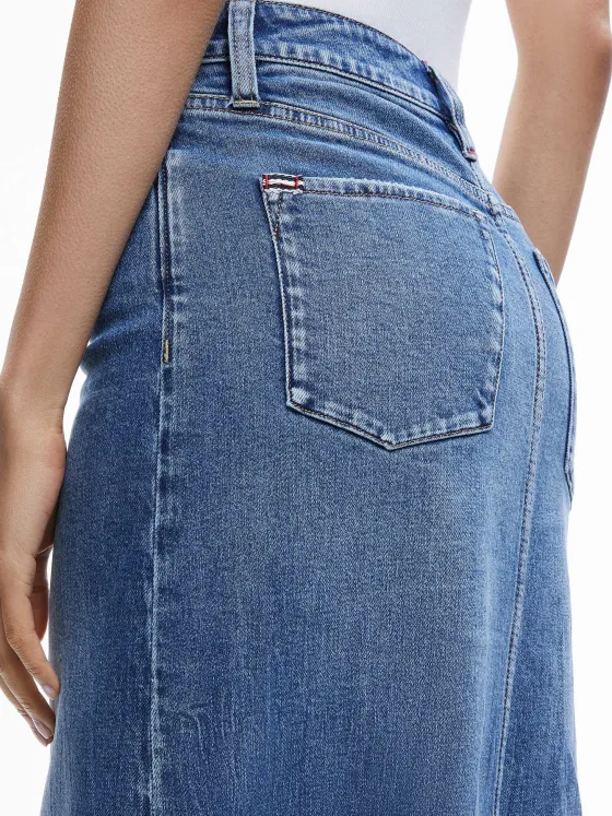 Women Alice and Olivia Rye Denim Maxi Skirt