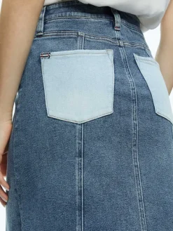 Women Alice and Olivia Rye Denim Two Tone Maxi Skirt