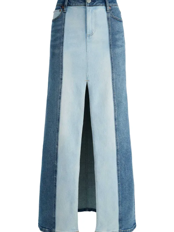 Women Alice and Olivia Rye Denim Two Tone Maxi Skirt