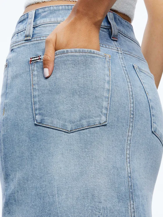 Women Alice and Olivia Rye Midi Denim Skirt