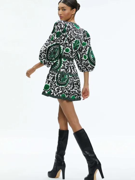 Women Alice and Olivia Shayla Pleated Sleeve Tiered Dress