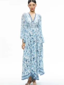 Women Alice and Olivia Sion Sunburst Pleated Maxi Dress