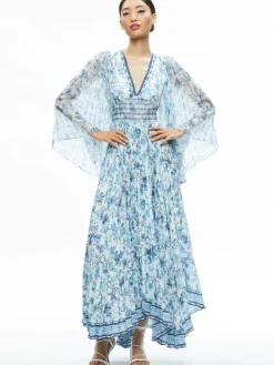 Women Alice and Olivia Sion Sunburst Pleated Maxi Dress