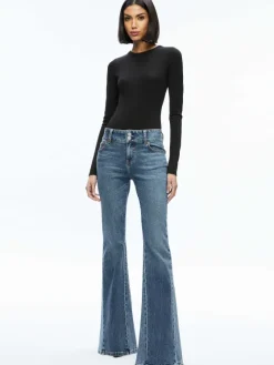 Women Alice and Olivia Stacey Godet Bell Flare Jean