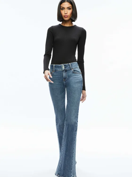 Women Alice and Olivia Stacey Godet Bell Flare Jean