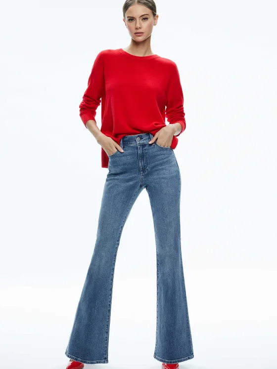 Women Alice and Olivia Stacey Mid Rise Bell Jean