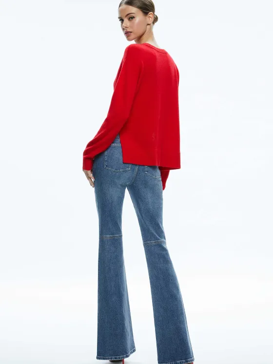 Women Alice and Olivia Stacey Mid Rise Bell Jean