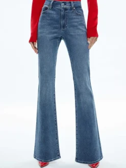 Women Alice and Olivia Stacey Mid Rise Bell Jean