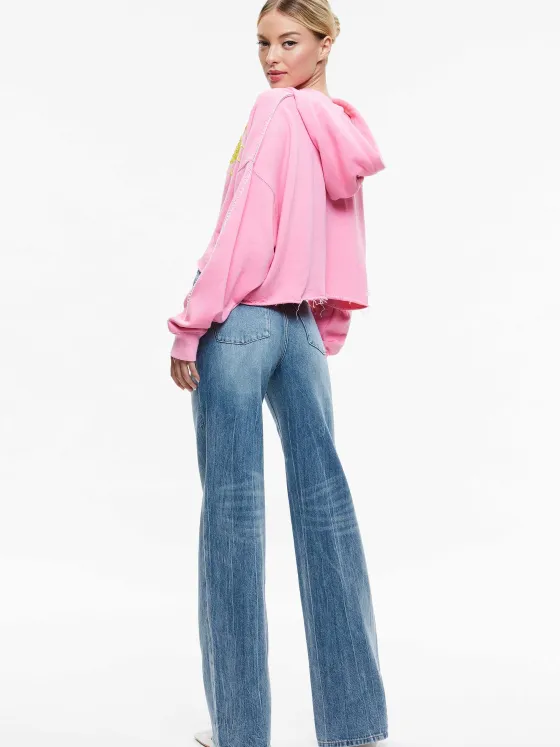 Women Alice and Olivia Sunny Boxy Cropped Hoodie