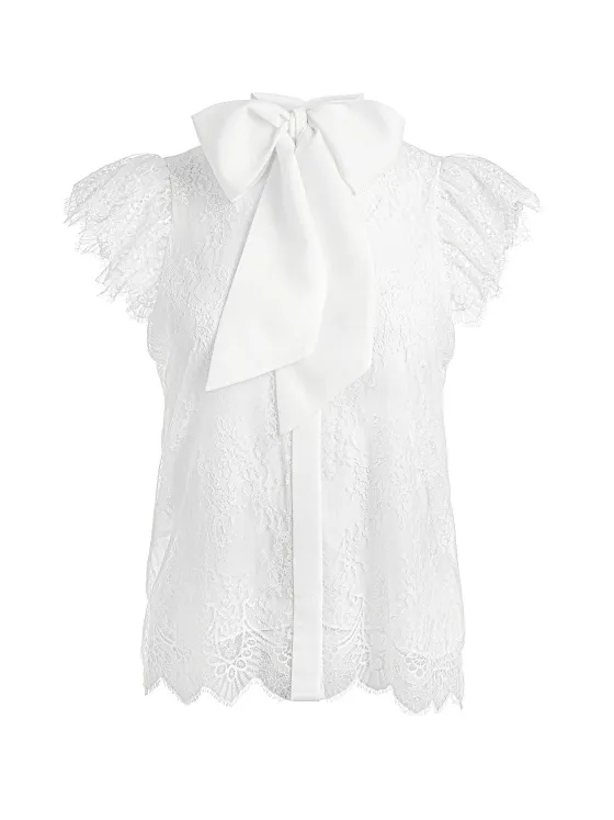 Women Alice and Olivia Talulah Ruffled Lace Blouse