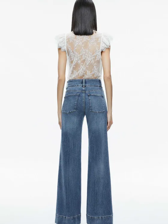 Women Alice and Olivia Talulah Ruffled Lace Blouse