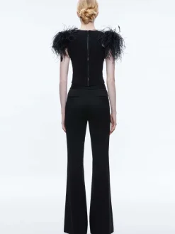 Women Alice and Olivia Tamica Feather Detail Top