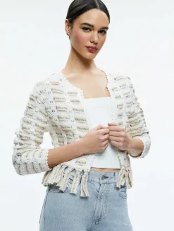 Women Alice and Olivia Tawna Ribbon Cardigan