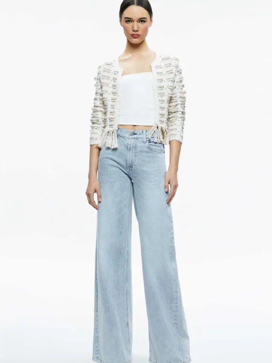 Women Alice and Olivia Tawna Ribbon Cardigan