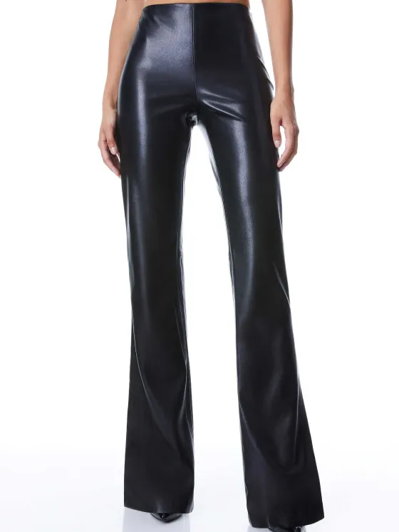 Women Alice and Olivia Teeny Vegan Leather Side Slit Pant