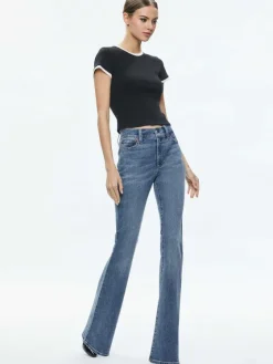 Women Alice and Olivia Tess Ribbed Baby Tee