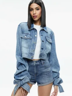 Women Alice and Olivia Tiff Denim Jacket With Bow Sleeve