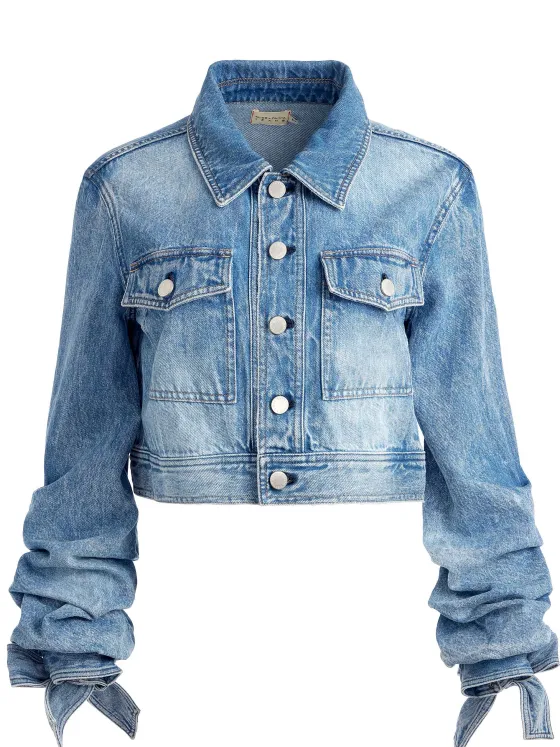 Women Alice and Olivia Tiff Denim Jacket With Bow Sleeve