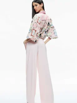 Women Alice and Olivia Tiffie Staceface Drama Sleeve Blouse