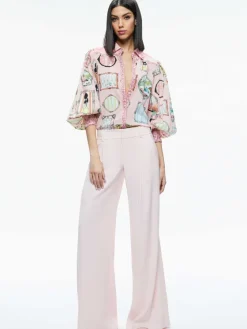 Women Alice and Olivia Tiffie Staceface Drama Sleeve Blouse