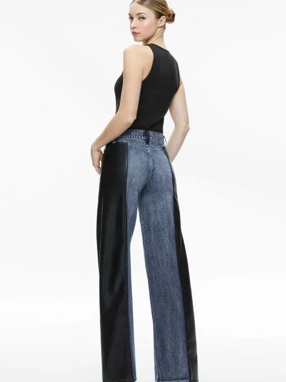 Women Alice and Olivia Trish Vegan Leather Baggy Jean