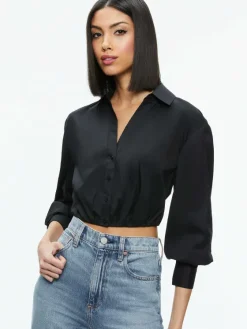 Women Alice and Olivia Trudy Cropped Button Down