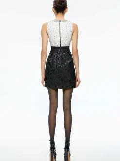 Women Alice and Olivia True Embellished Bodice Mini Dress