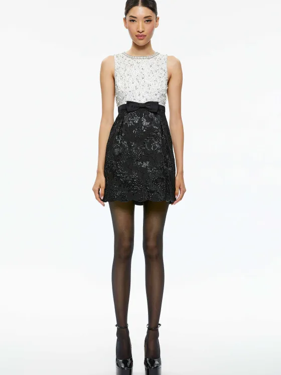 Women Alice and Olivia True Embellished Bodice Mini Dress