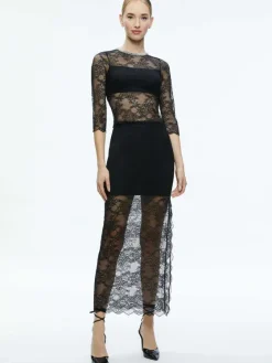 Women Alice and Olivia Vanita Embellished Neck Lace Crop Top
