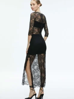 Women Alice and Olivia Vanita Embellished Neck Lace Crop Top + Iyanna Lace Maxi Skirt